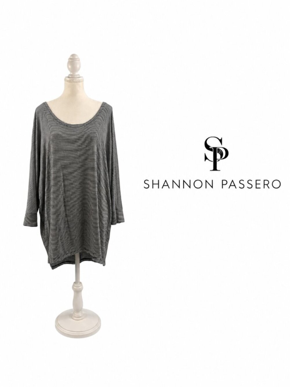 SHANNON PASSERO  Black & White Striped Oversized Tunic - XL